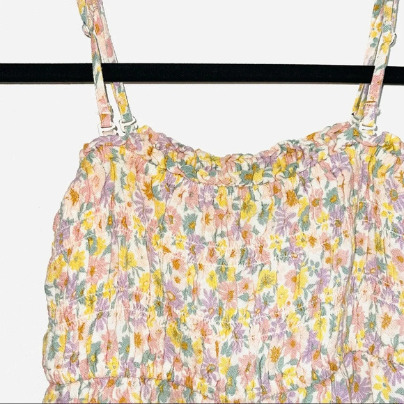 American Eagle Multicolor Ditsy Floral Print Smock Multi-way Cropped Top Xsmall - Picture 3 of 11